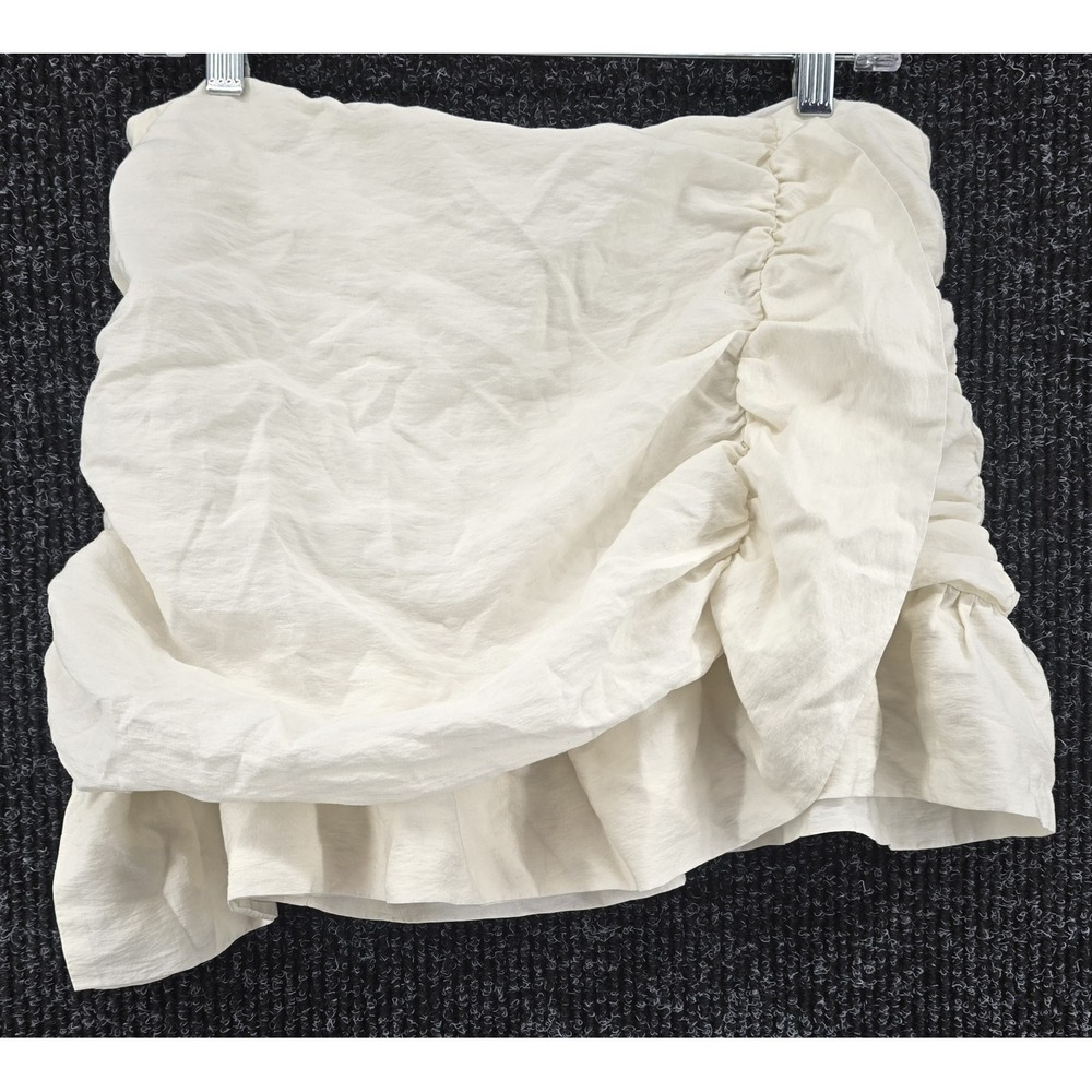 Princess Polly Ivory Mini Skirt Sz 8 Lined Asymmetrical Ruffle Cascade Coquette